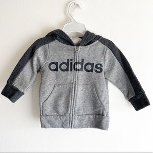 Toddler Boys Adidas Grey Zip-Up Sweater